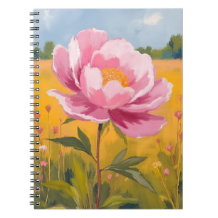Pfingstrosenblüte   Rosa Blumenfeld Aquarell Notizblock