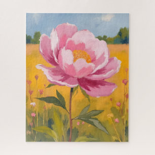 Pfingstrosenblüte Rosa Blumenfeld Aquarell Puzzle