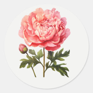 Pfingstrosengarten-Blumen-Floralkunst Runder Aufkleber