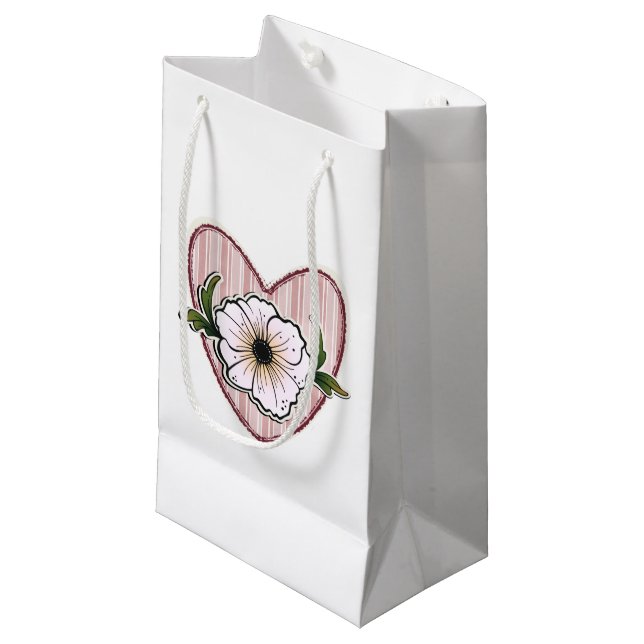 Pfingstrosenherz Kleine Geschenktüte (Vorderseite Schrägansicht)