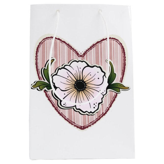 Pfingstrosenherz Mittlere Geschenktüte (Vorderseite)