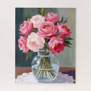 Pfingstrosenstrauß   Blumen Vase Rosa Aquarell Blu Puzzle