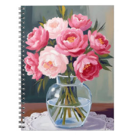 Pfingstrosenstrauß | Blumen Vase Rosa Wasserfarbe Notizblock
