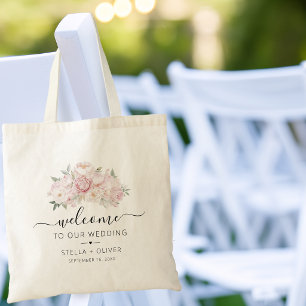 Pfingstrosenstrauß Grünhochzeit Willkommen Tragetasche