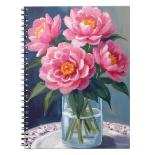 Pfingstrosenstrauß Rosa Blüten Florale Malerei Notizblock