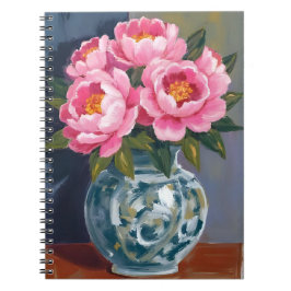 Pfingstrosenvase | Pfingstrosen mit rosa Blüten Aq Notizblock