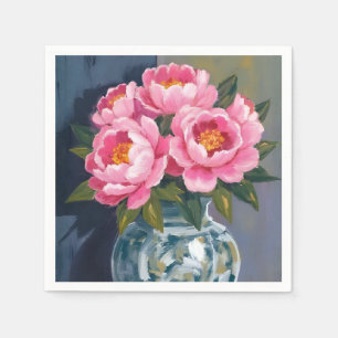 Pfingstrosenvase   Pfingstrosen Wasserfarbe Rosa B Serviette