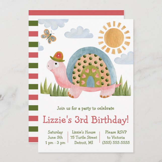 Pfingstschildkröte Einladung (Vorne/Hinten)