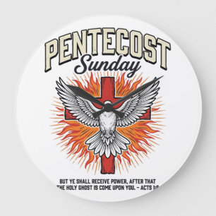 Pfingstsonntag Taube Kreuz Vintage-Shirt Große Wanduhr