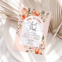 Pfirsich 1. Geburtstag einladen. Ein Süßpfirsich