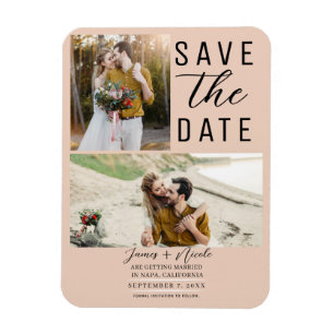 Pfirsich 2 Fotos Save the Date Hochzeit Magnet
