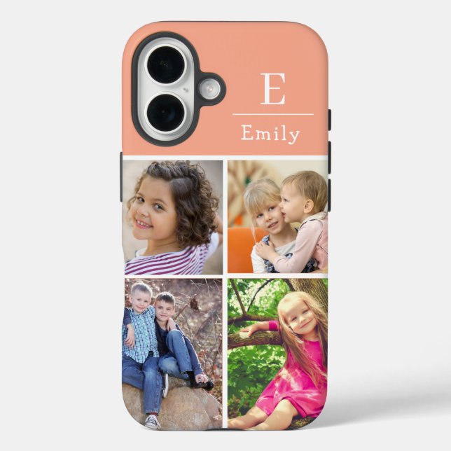 Pfirsich 4 Foto Name und Initiale  Case-Mate iPhone Hülle (Rückseite)