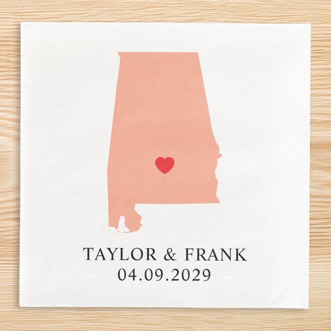 Pfirsich Alabama Hochzeit Serviette (Peach Alabama Wedding Paper Dinner Napkins)
