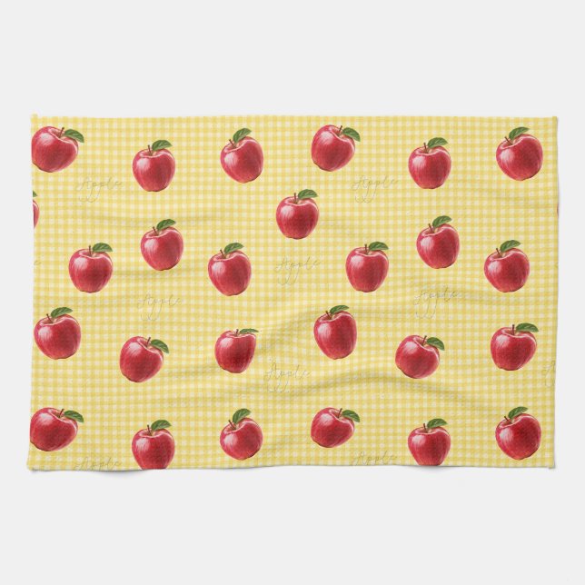 Pfirsich Apfel Gingham Geschirrtuch (Horizontal)