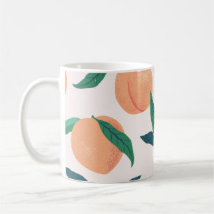 Pfirsich Aprikose: Tropisches nahtloses Muster. Kaffeetasse