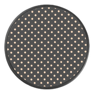 Pfirsich-Aprikosen-Polka-Punkte auf schwarzem Hint Eishockey Puck