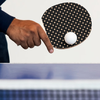 Pfirsich-Aprikosen-Polka-Punkte auf schwarzem Hint Tischtennis Schläger