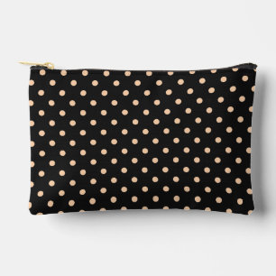Pfirsich-Aprikosen-Polka-Punkte auf schwarzem Hint Zubehörtasche