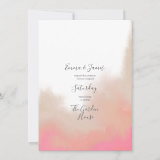 Pfirsich-Aquarell-Blumen-Hochzeitseinladung Einladung