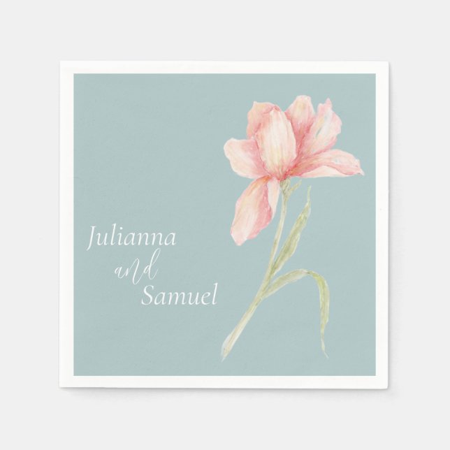 Pfirsich-Aquarell-Blumen  Serviette (Vorderseite)