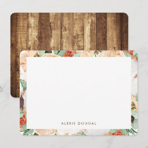 Pfirsich-Aquarell-Blumenpersonalisiere Schreibware Mitteilungskarte