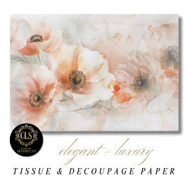 Pfirsich-Aquarell-Pfingstrosen-Decoupage-Geschenk Seidenpapier