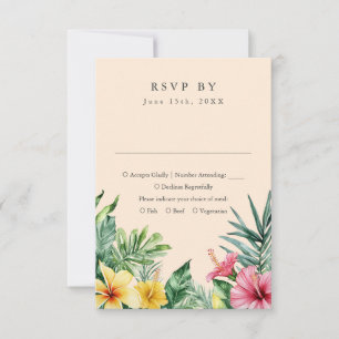 Pfirsich-Aquarell-Tropen-Blumen-Hochzeit-RSVP RSVP Karte