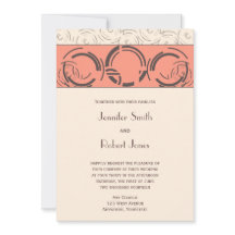 Pfirsich Art-Déco-Circles Einladung Hochzeiten