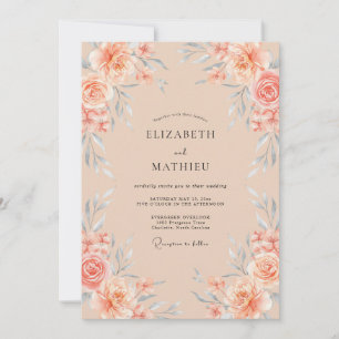 Pfirsich Ätherische Aquarell-Hochzeit Einladung