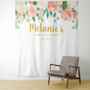 Pfirsich-Baby-Party-Hintergrund, Foto-Studio-Requi Wandteppich