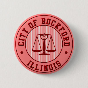 Pfirsich-Baseballteams-Button KRW Rockford Button
