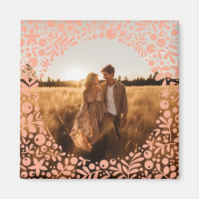 Pfirsich-Beeren-Rahmen-Foto Magnet (Vorne)