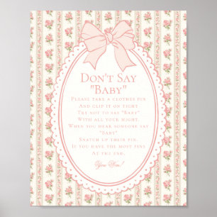 Pfirsich & Beige Fancy Floral Dont Say Baby Spiel Poster