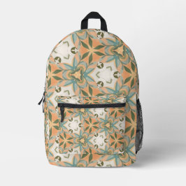 Pfirsich Blau Botanisches Nahtloses Muster Bedruckter Rucksack