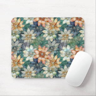 Pfirsich Blau Weiß Grün Floral Mousepad