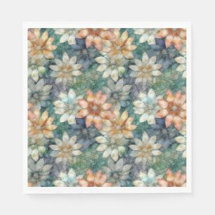 Pfirsich Blau Weiß Grün Floral Serviette