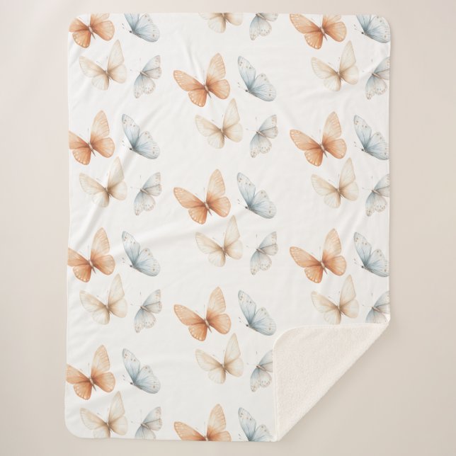 Pfirsich Blaue Schmetterlinge  Sherpadecke (Vorderseite)