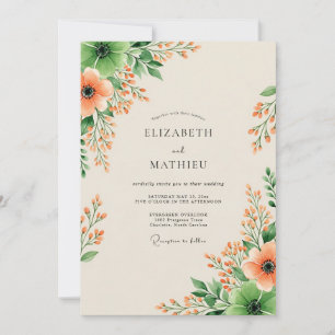 Pfirsich blühende Floral Hochzeit Einladung