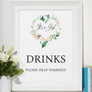 Pfirsich-Blumen-Getränke-Baby-Shower Poster