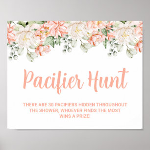 Pfirsich-Blumen-Schnuller-Jagd-Baby-Shower-Spiel-S Poster