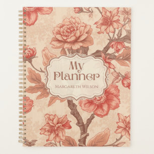 Pfirsich-Blumen-Tagesplaner-Agenda-Notizbuch-Journ Planer