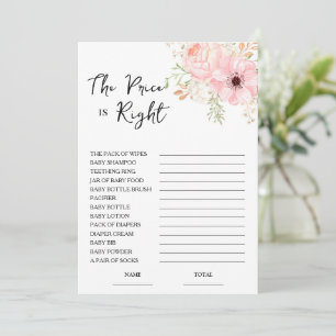 Pfirsich-Blumen-„The Price is Right“-Baby-Shower-S Einladung