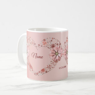 Pfirsich-Blumenherz-Moderne Hochzeitsgeschenk Kaffeetasse