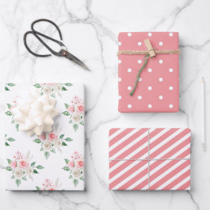Pfirsich-Blumenhochzeit Geschenkpapier Set