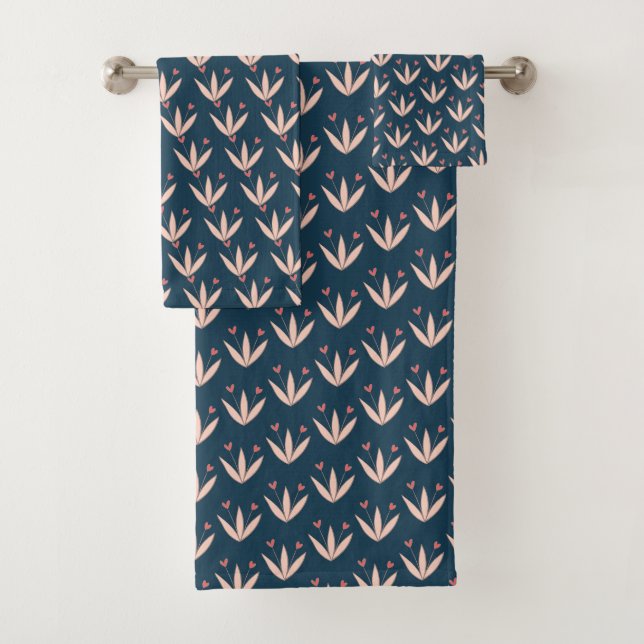 Pfirsich-Blumenmuster Badhandtuch Set (Insitu)