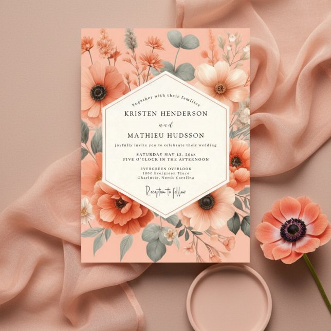 Pfirsich-Blüten-Hochzeit Einladung (Von Creator hochgeladen)