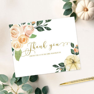 Pfirsich-Blüten-Kürbis-Herbst-Brautabschied-Danke Postkarte
