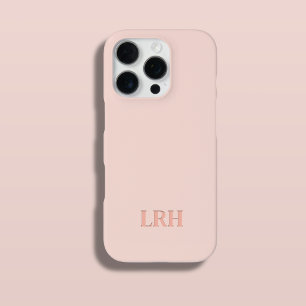 Pfirsich Boho Doppellayer Einfaches Initialen Mono iPhone 15 Hülle
