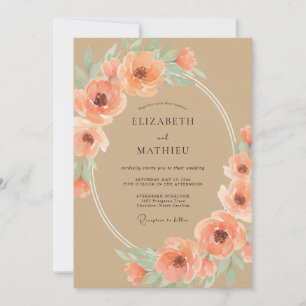Pfirsich charmante Boho-Hochzeit Einladung