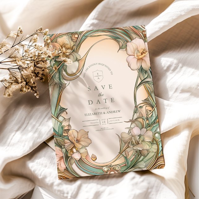 Pfirsich-Creme-Bloom-Hochzeit Save The Date (Von Creator hochgeladen)